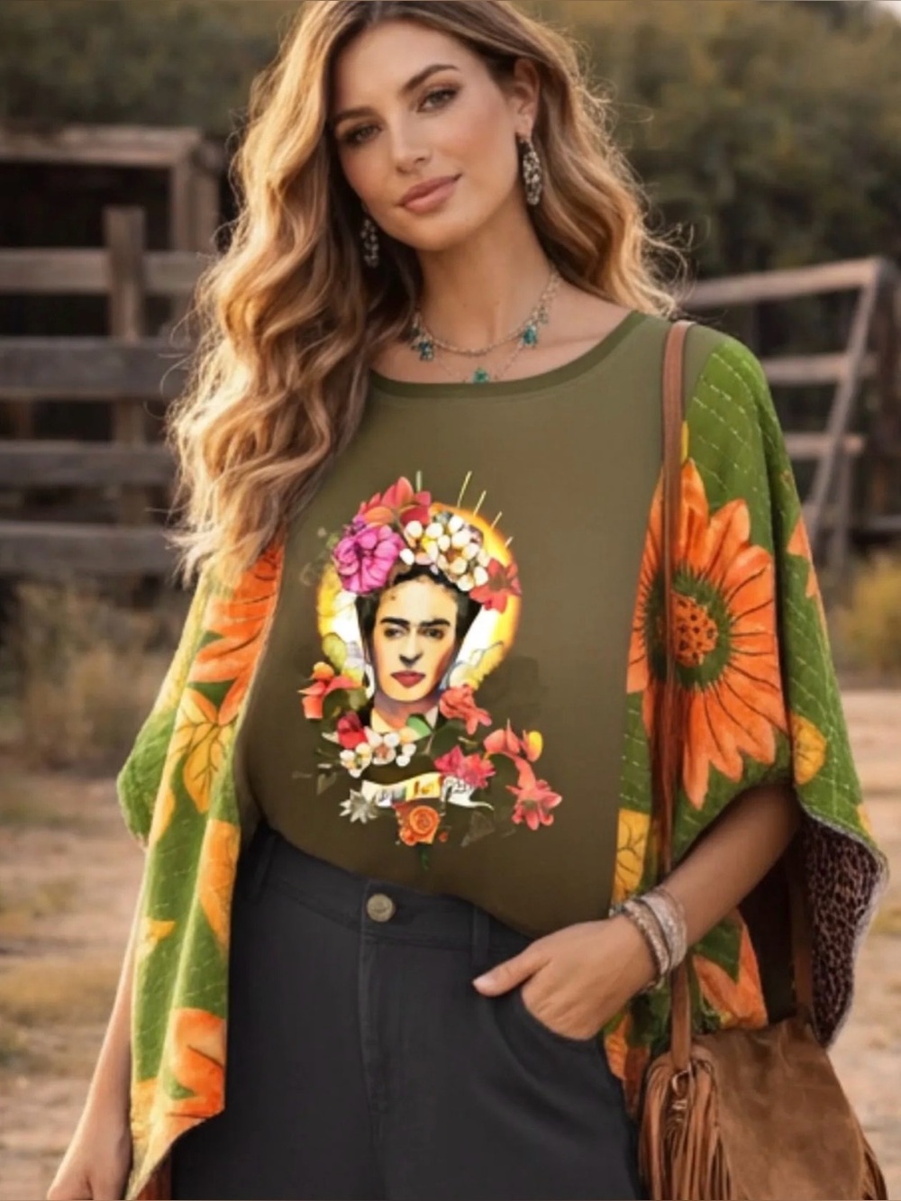 FRIDA KAHLO upcycled Kantha tunic top os S M L XL 1x 2x 3x